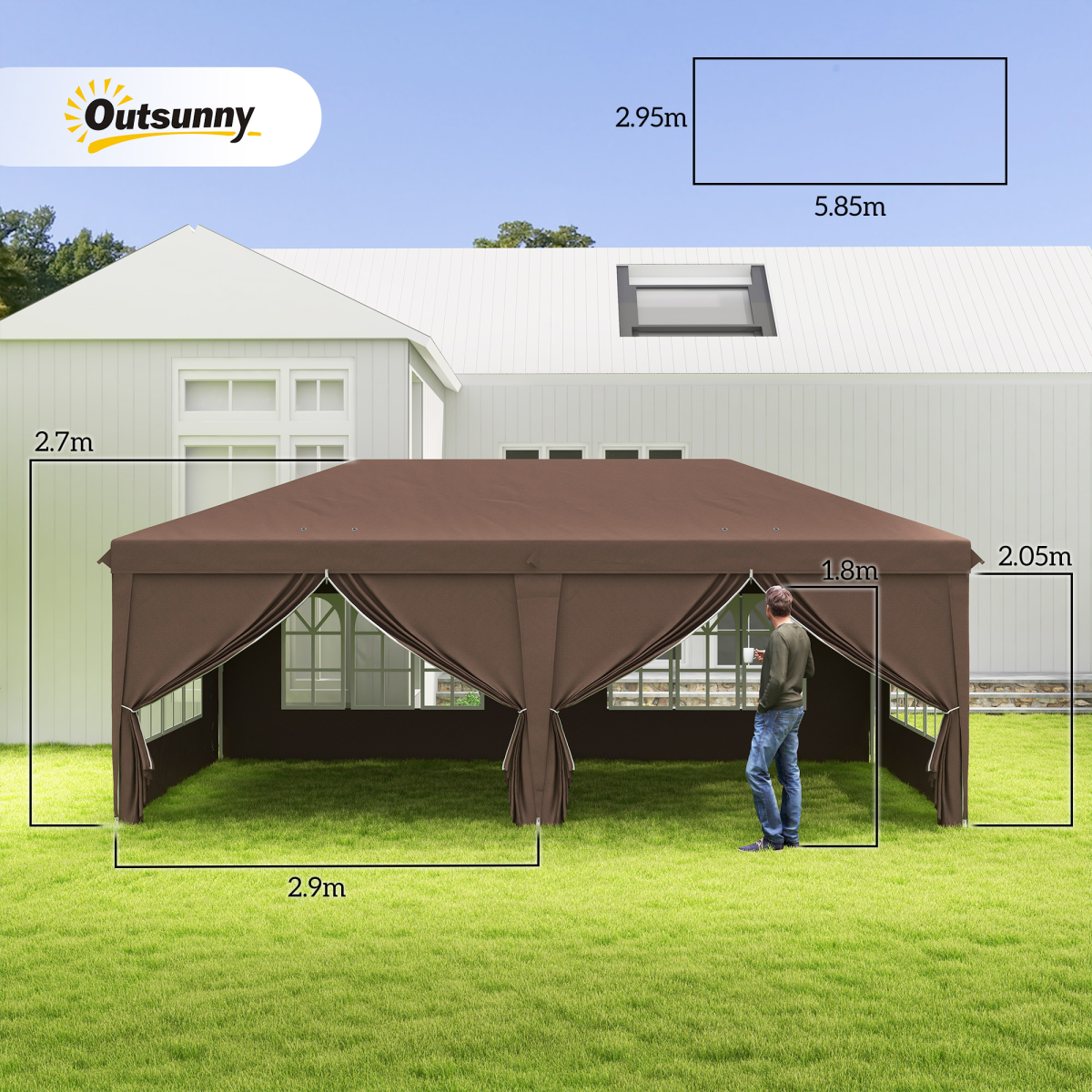 3x6m Pop-Up Gazebo: Height-Adjustable Party Tent with Storage Bag - Black