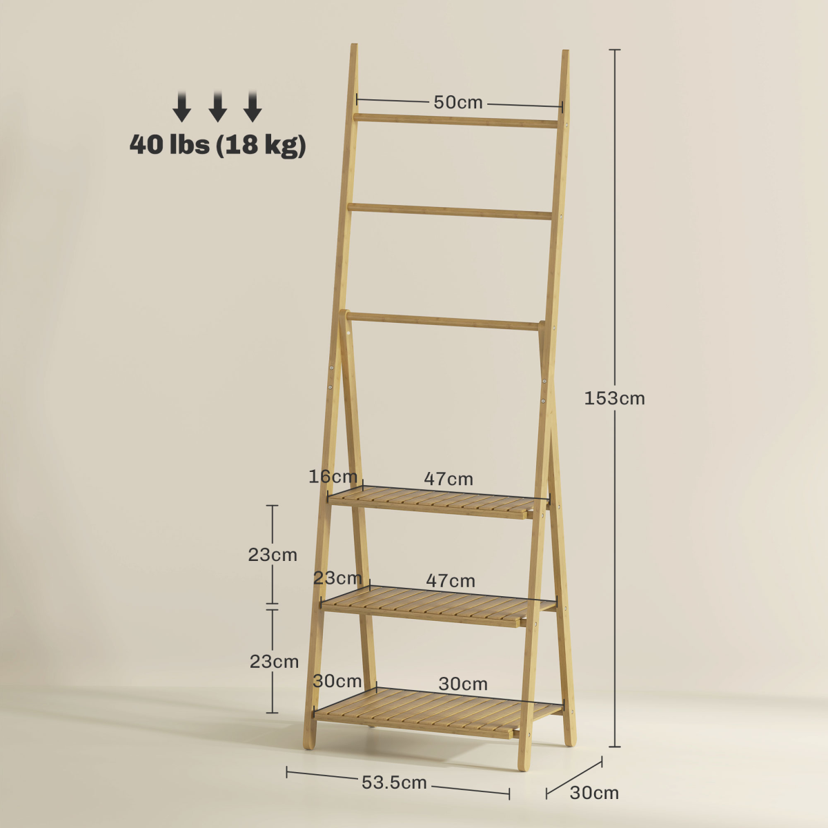 Stylish Bamboo 3-Tier Bathroom Shelf with Towel Bars for Organized Elegance