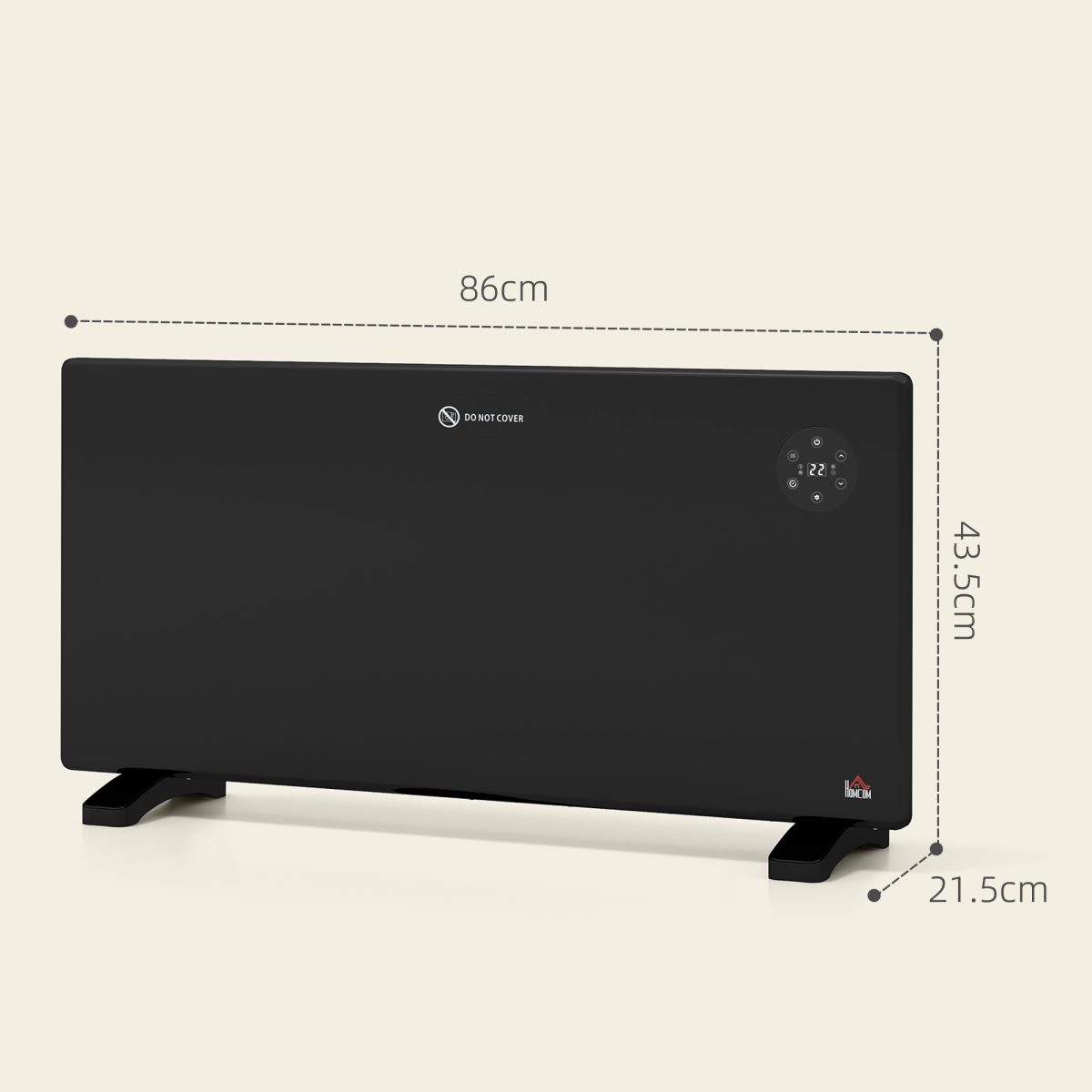 2000W Slim Convector Heater: Quiet, LED Display, Wall-Mountable