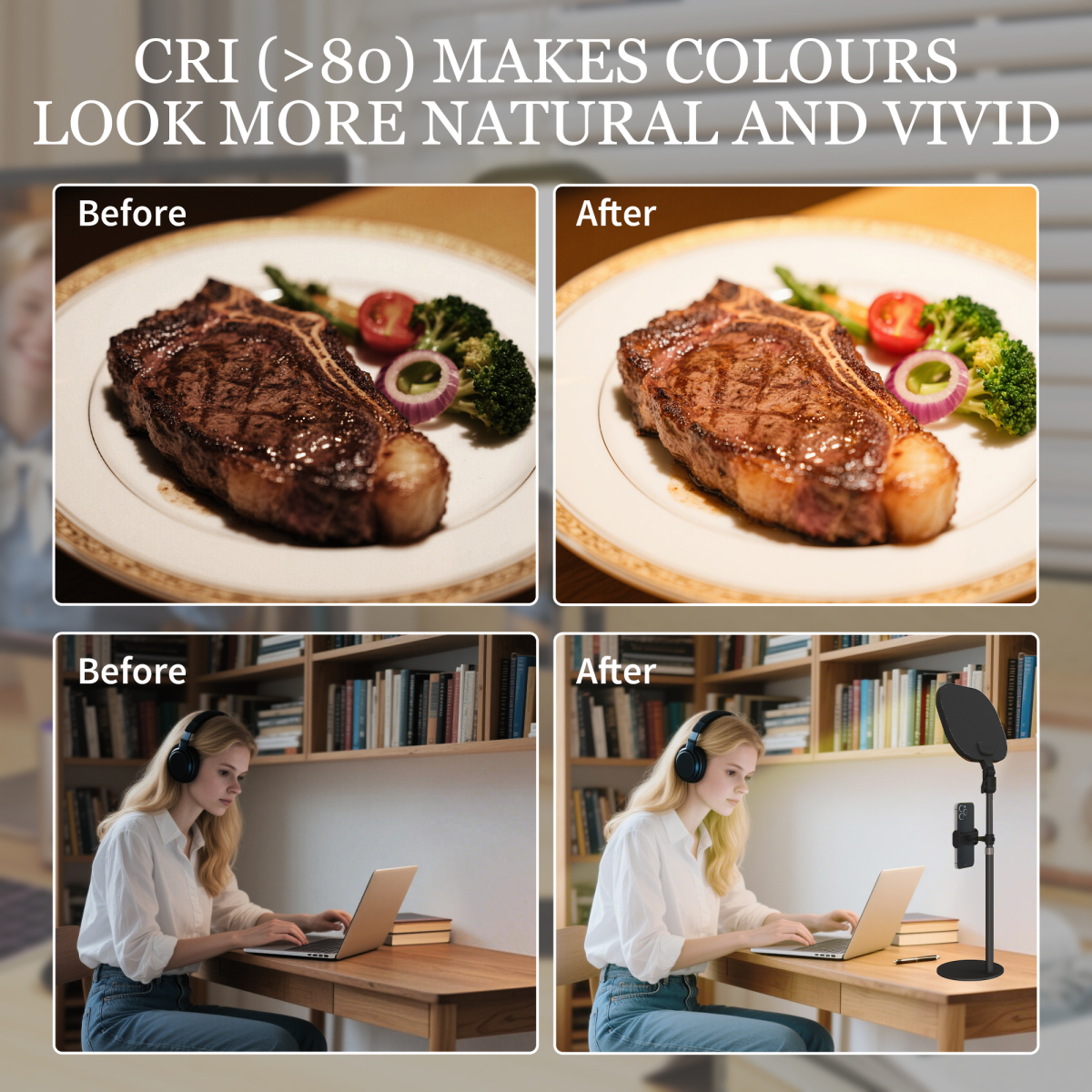 Versatile Bedside Lamp: 5 Colors, 10 Brightness, Phone Holder, Black