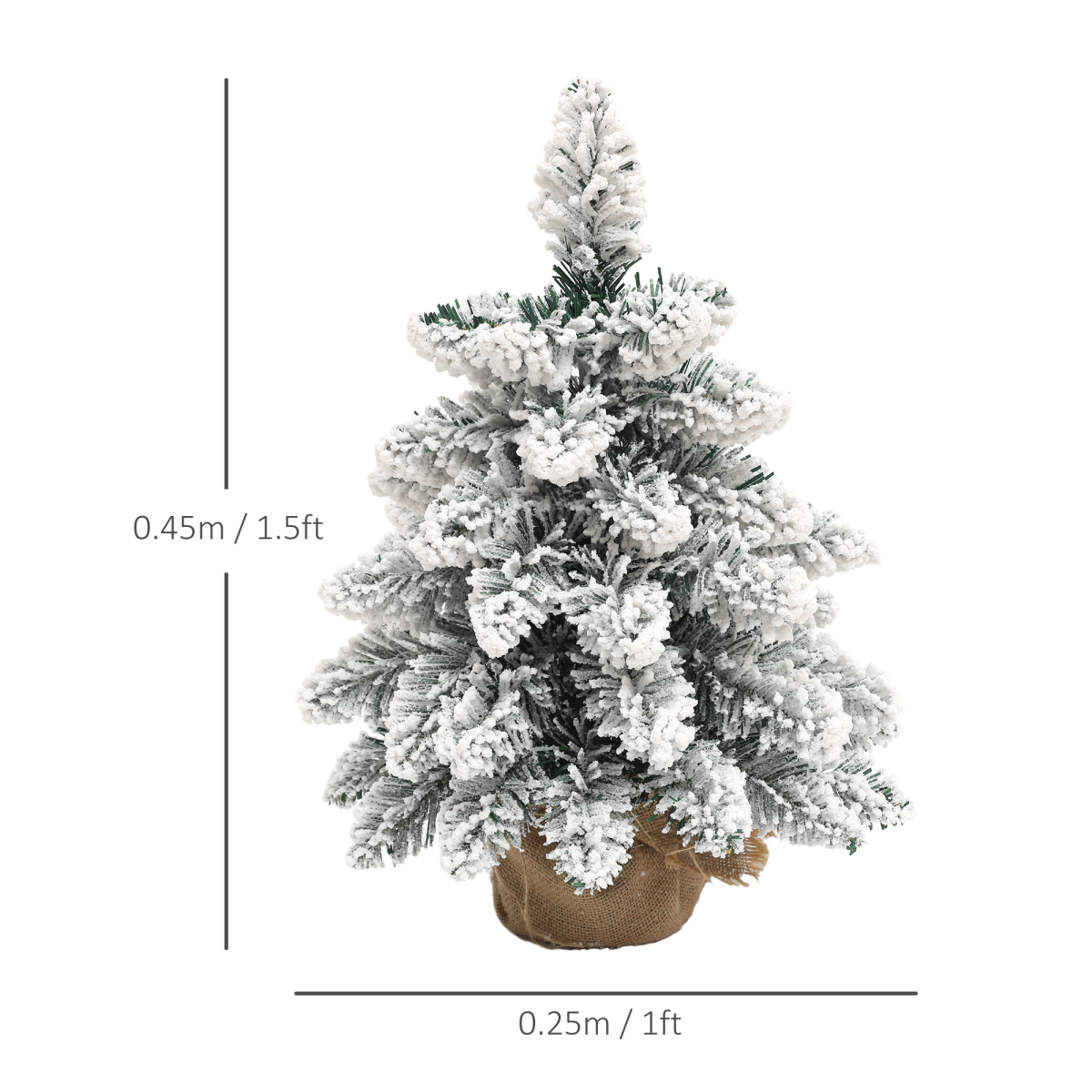 2-Piece Flocked Mini Tabletop Christmas Trees with Warm White LEDs