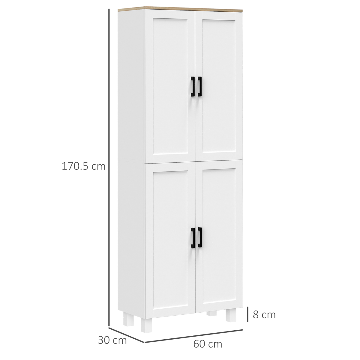 Stylish Tall Storage Cabinet: 4 Adjustable Shelves, Space-Saving Design