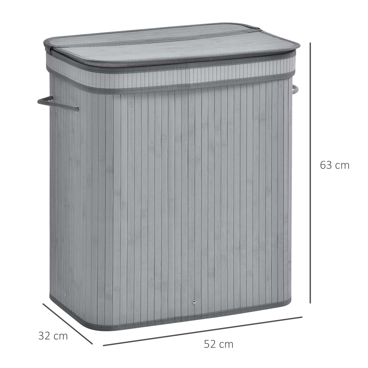 100L Flip-Lid Bamboo Laundry Basket - Grey, Durable & Space-Saving