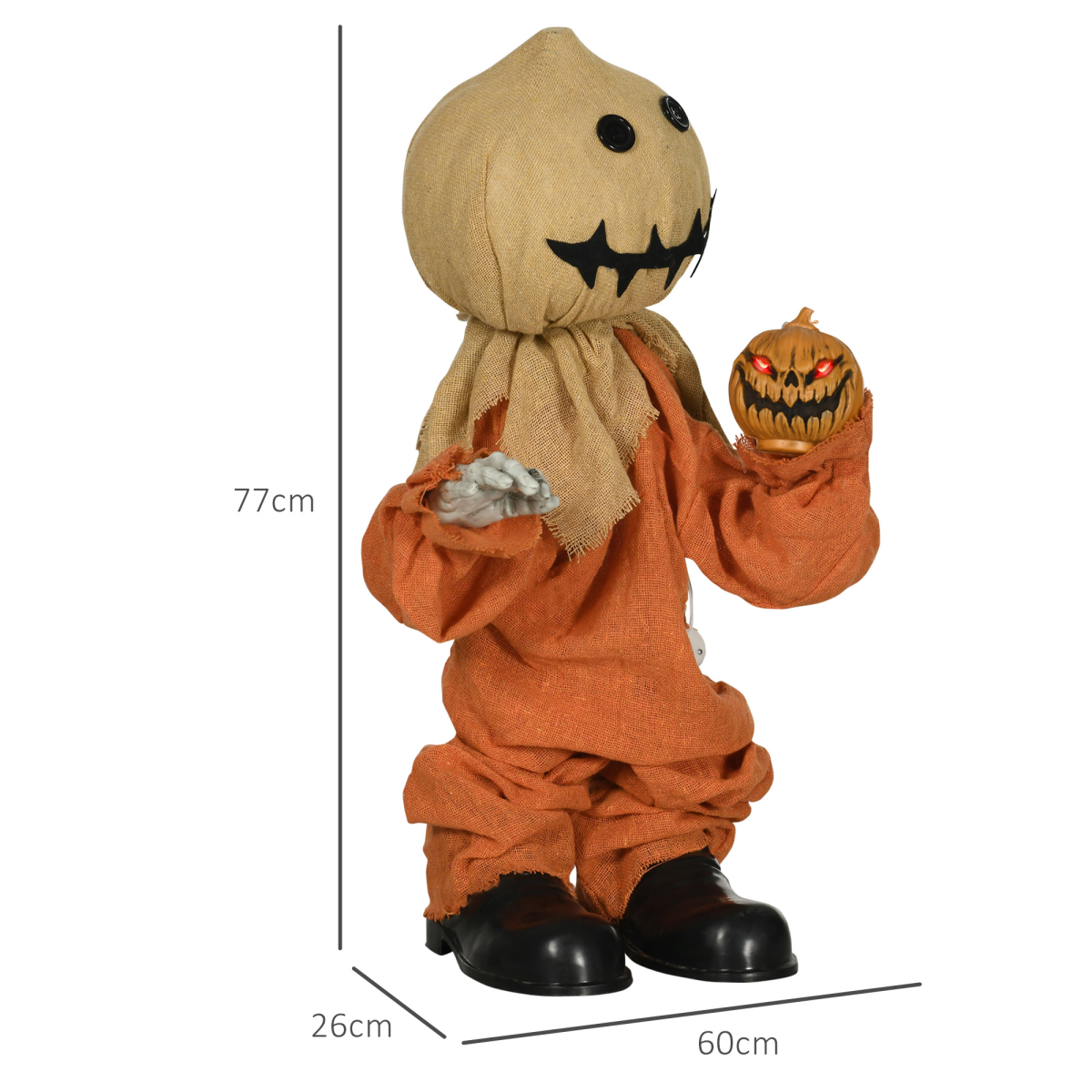 80cm Outdoor Halloween Witch Prop with Light-Up Eyes (Battery-Operated)