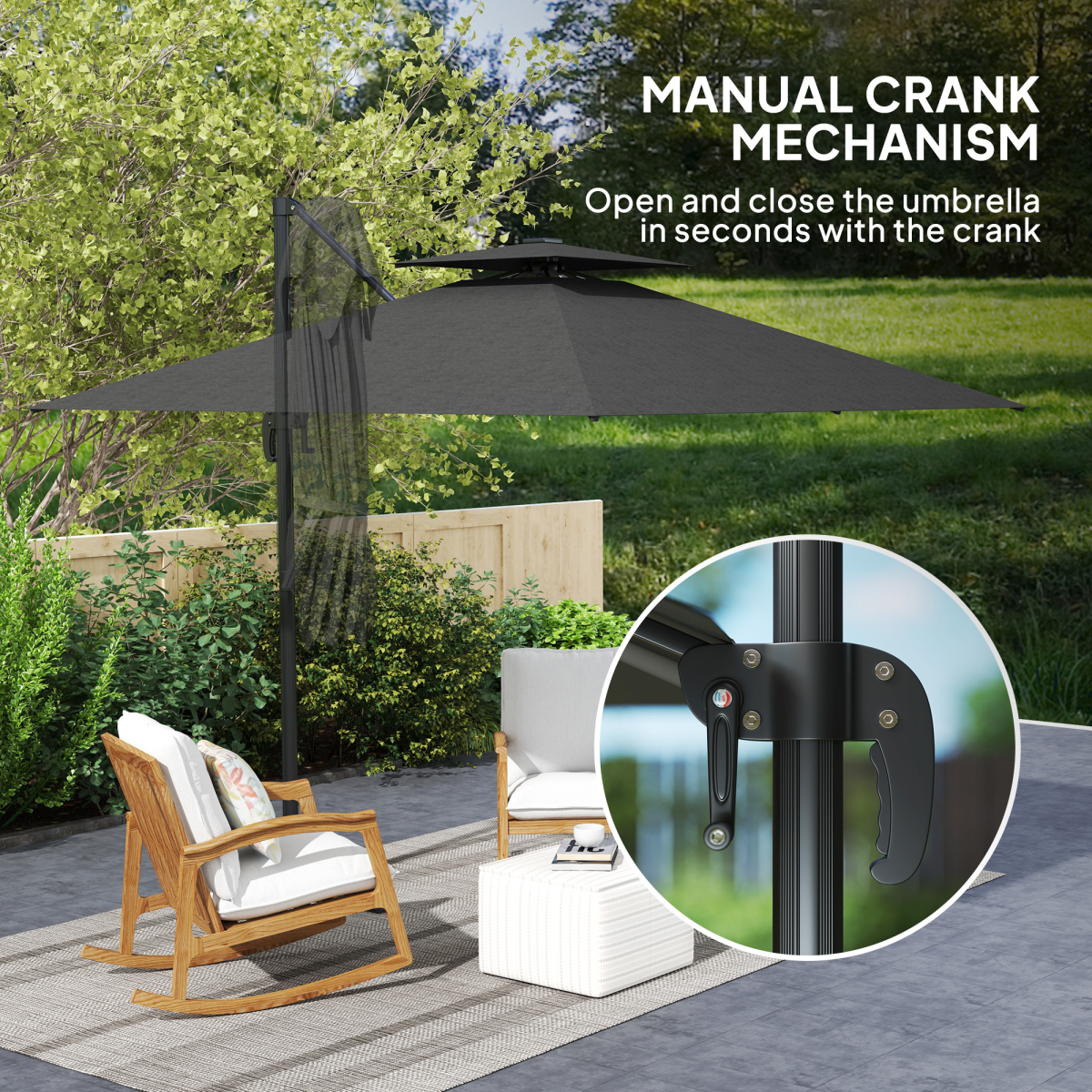 360° Solar-Powered Wall-Mounted Umbrella with LED Lights & Adjustable Tilt