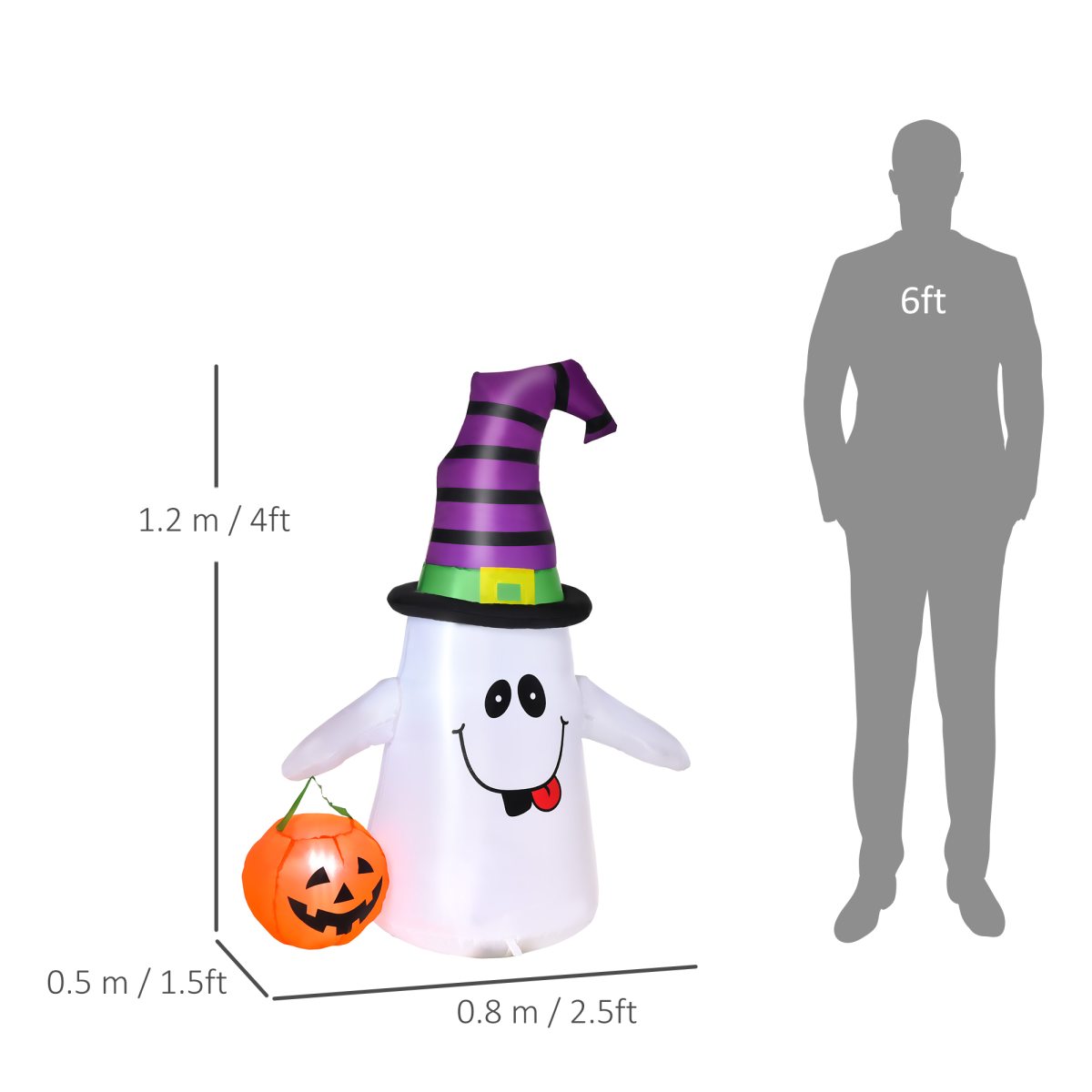 1.2m Witch Ghost Halloween Inflatable LED Pumpkin Lantern