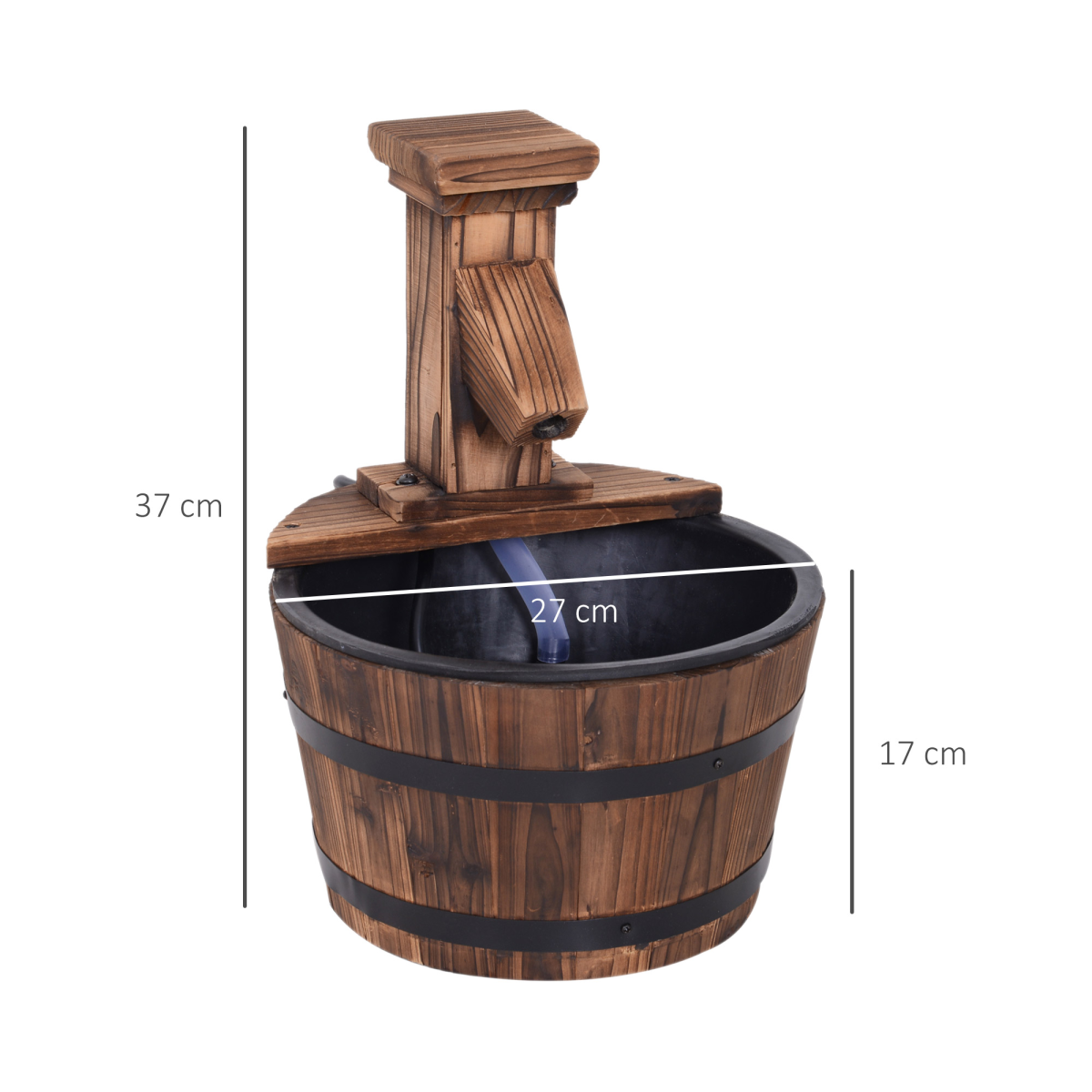 Wood Barrel Pump Water Fountain for Patio and Garden - Electric Water Feature
