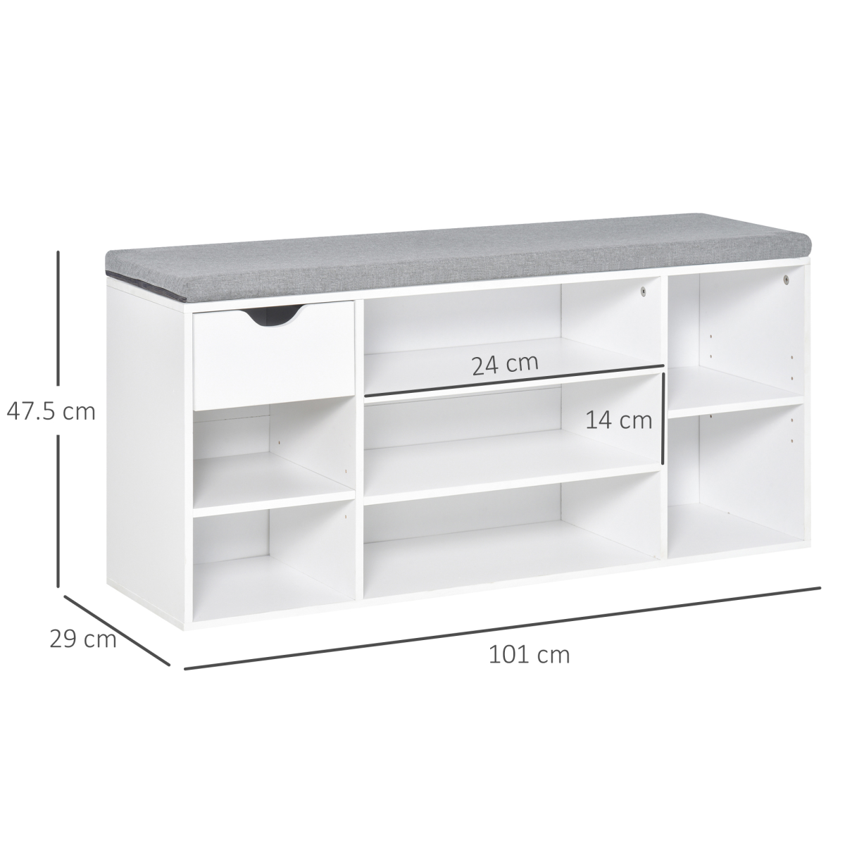 Elegant Shoe Storage Bench with Cushioned Seat & Adjustable Shelves