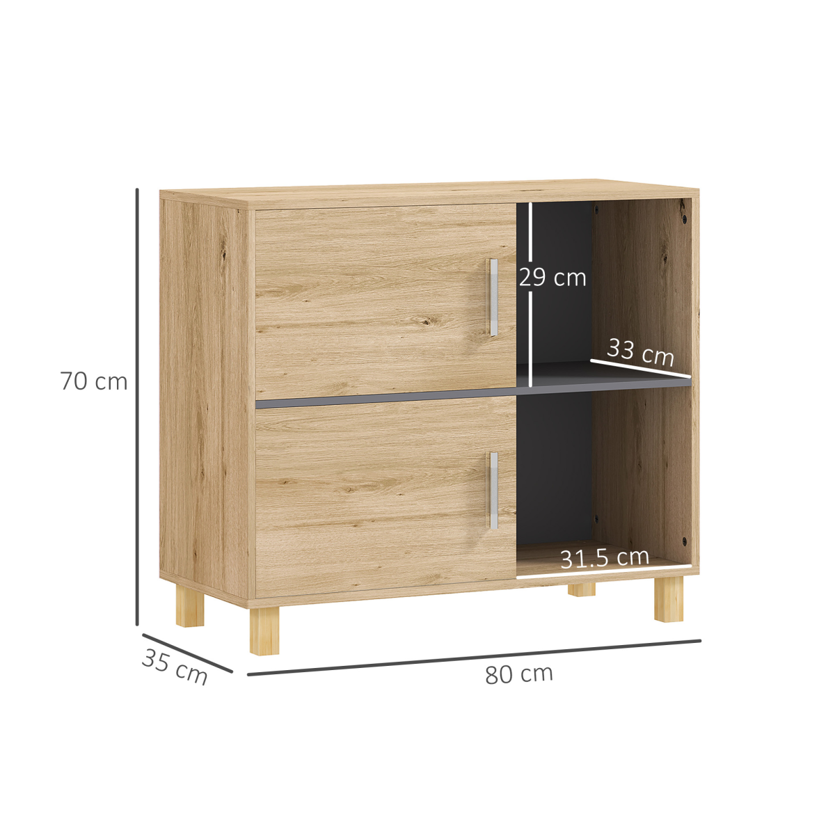 Sleek Bathroom Storage Cabinet - Stylish Dual Cupboards & Open Spaces!