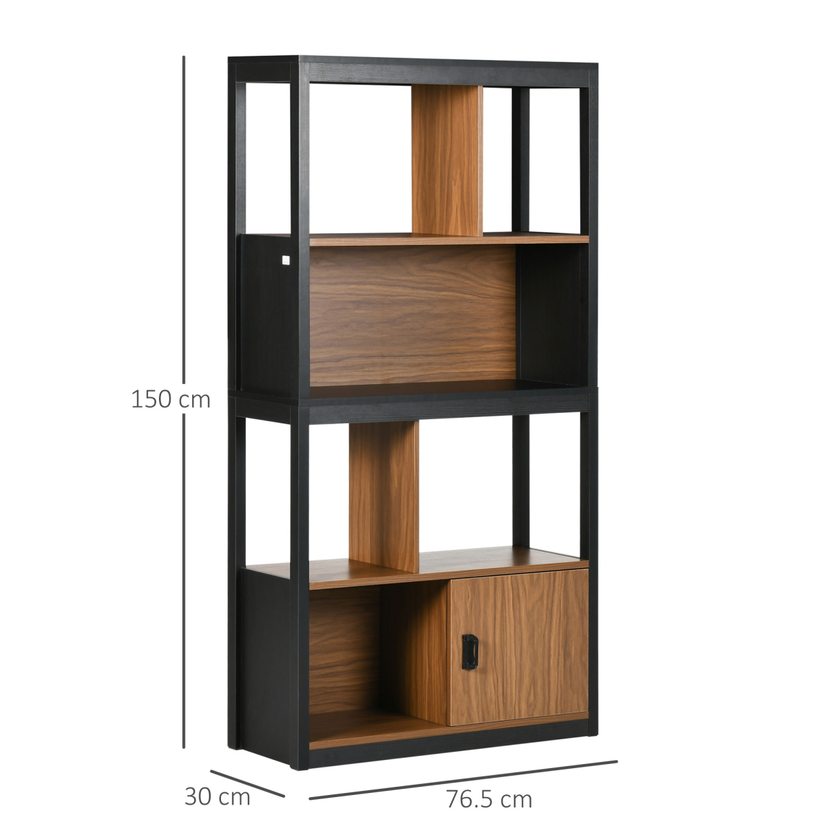 Stylish 4-Tier Freestanding Walnut Bookshelf with Storage & Anti-Tipping
