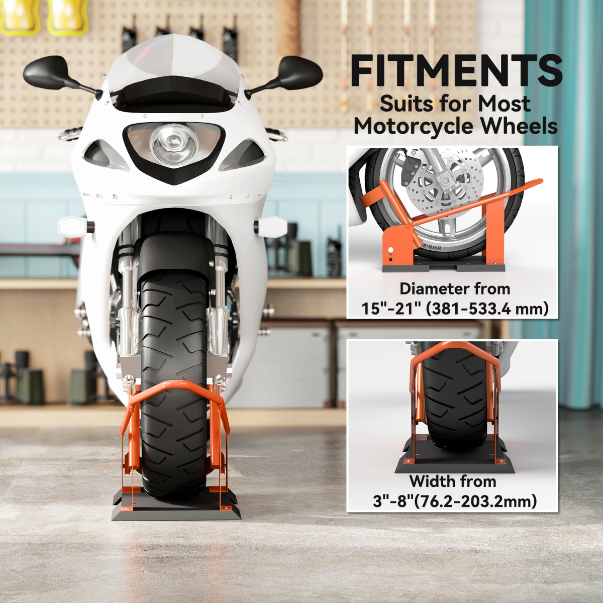 Heavy-Duty Motorcycle Wheel Chock - Secure & Adjustable Bike Holder