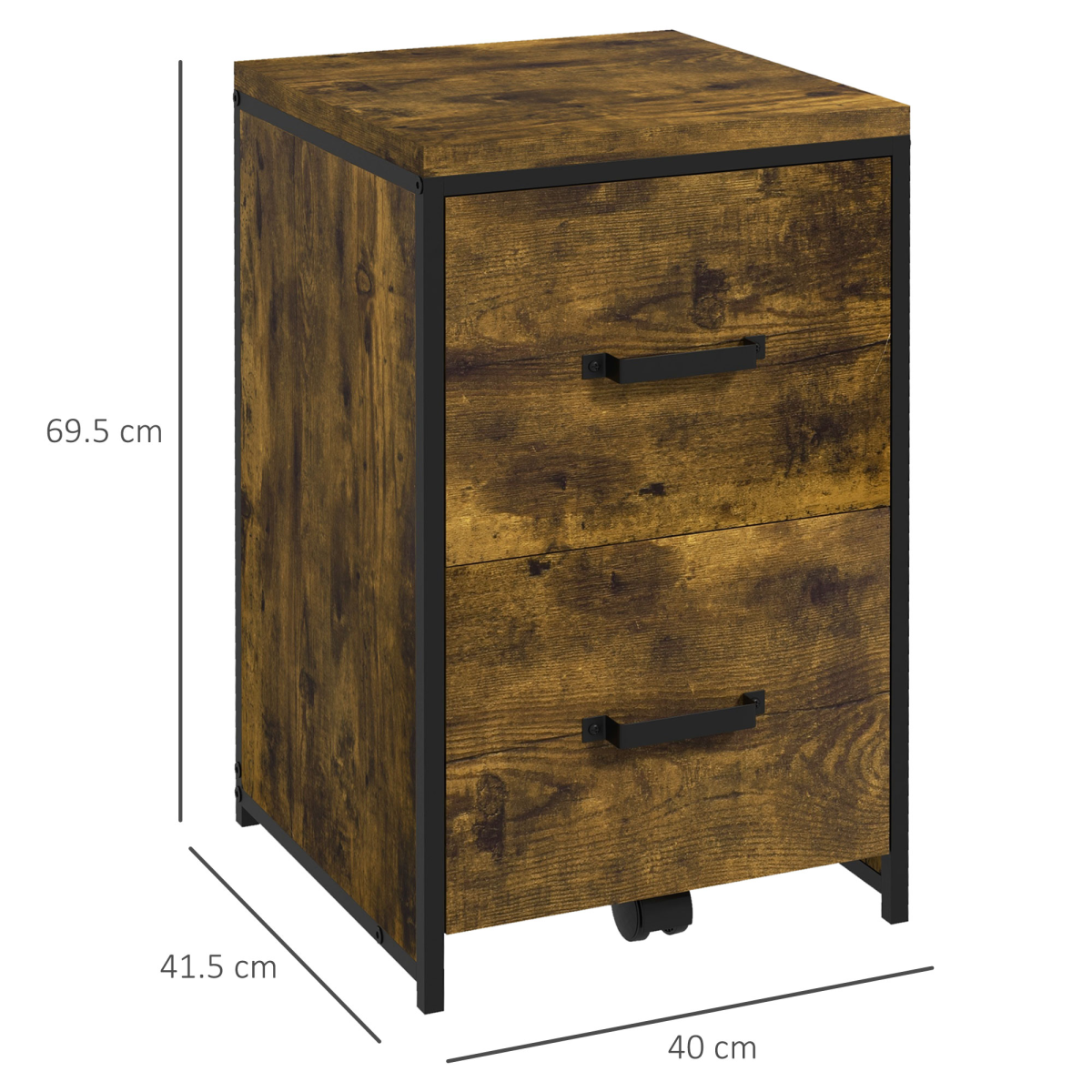 Vintage Steel Frame 2-Drawer Office Filing Cabinet with Adjustable Hanging Bar