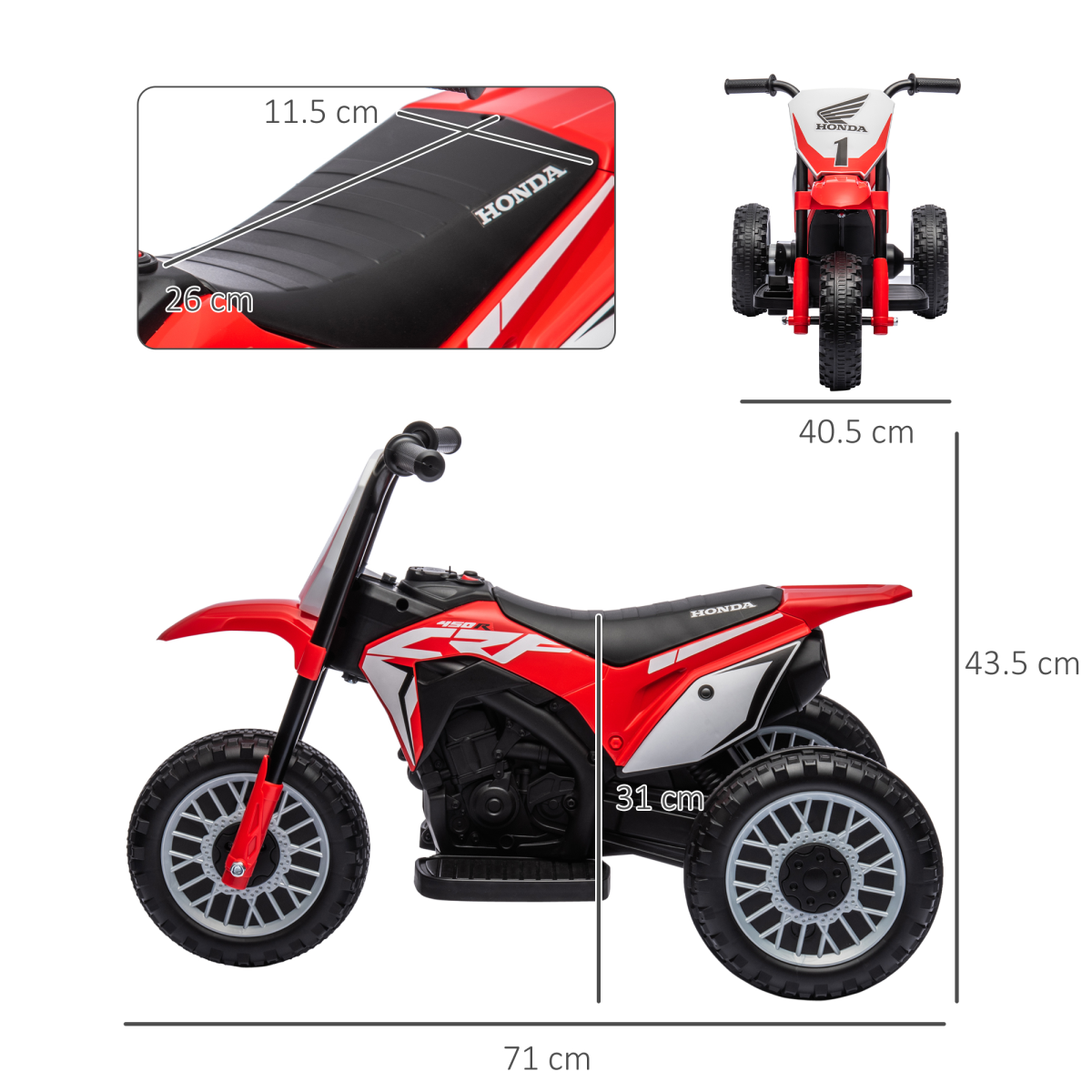Licensed 6V Honda CRF450RL Kids Electric Ride-On Motorbike - Red