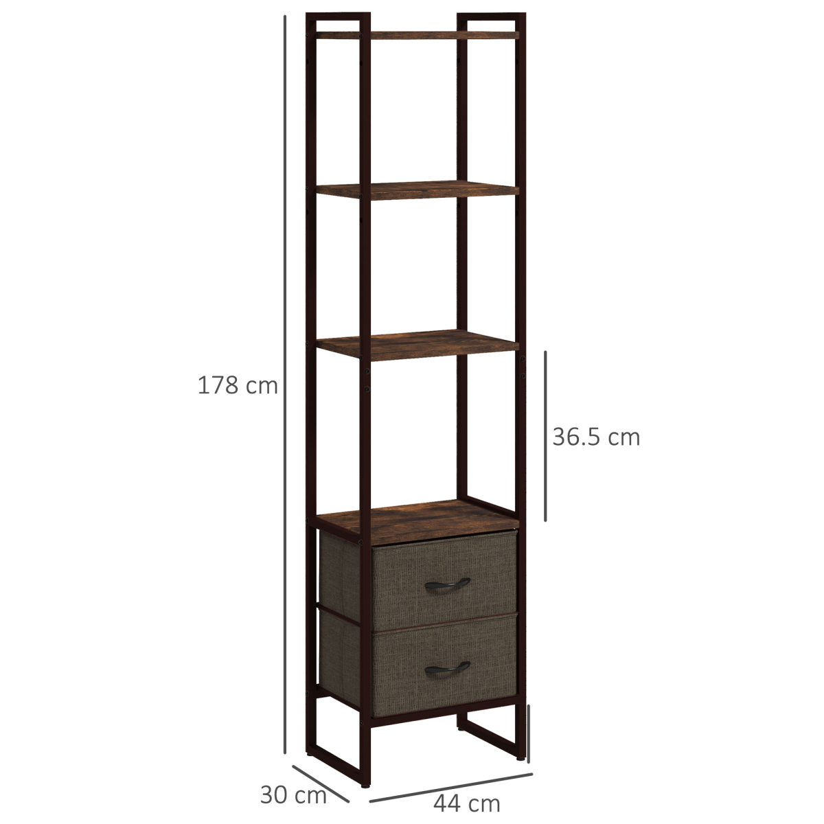 4-Tier Bookshelf with 2 Drawers – Stylish Storage for Home & Office