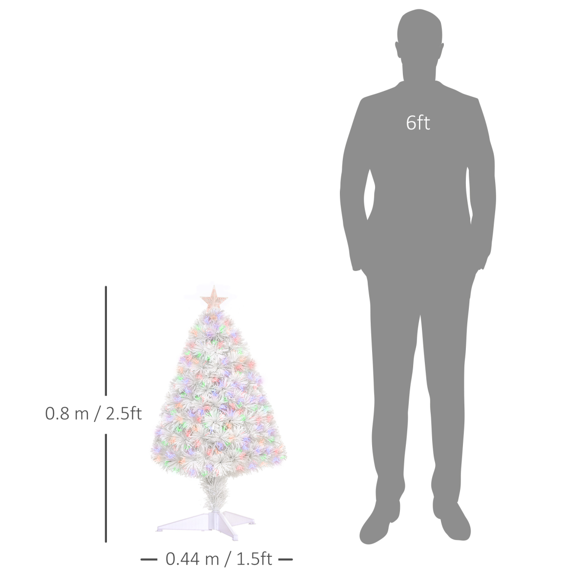 2.5ft Prelit Tabletop Christmas Tree with Fibre Optic Lights & Star