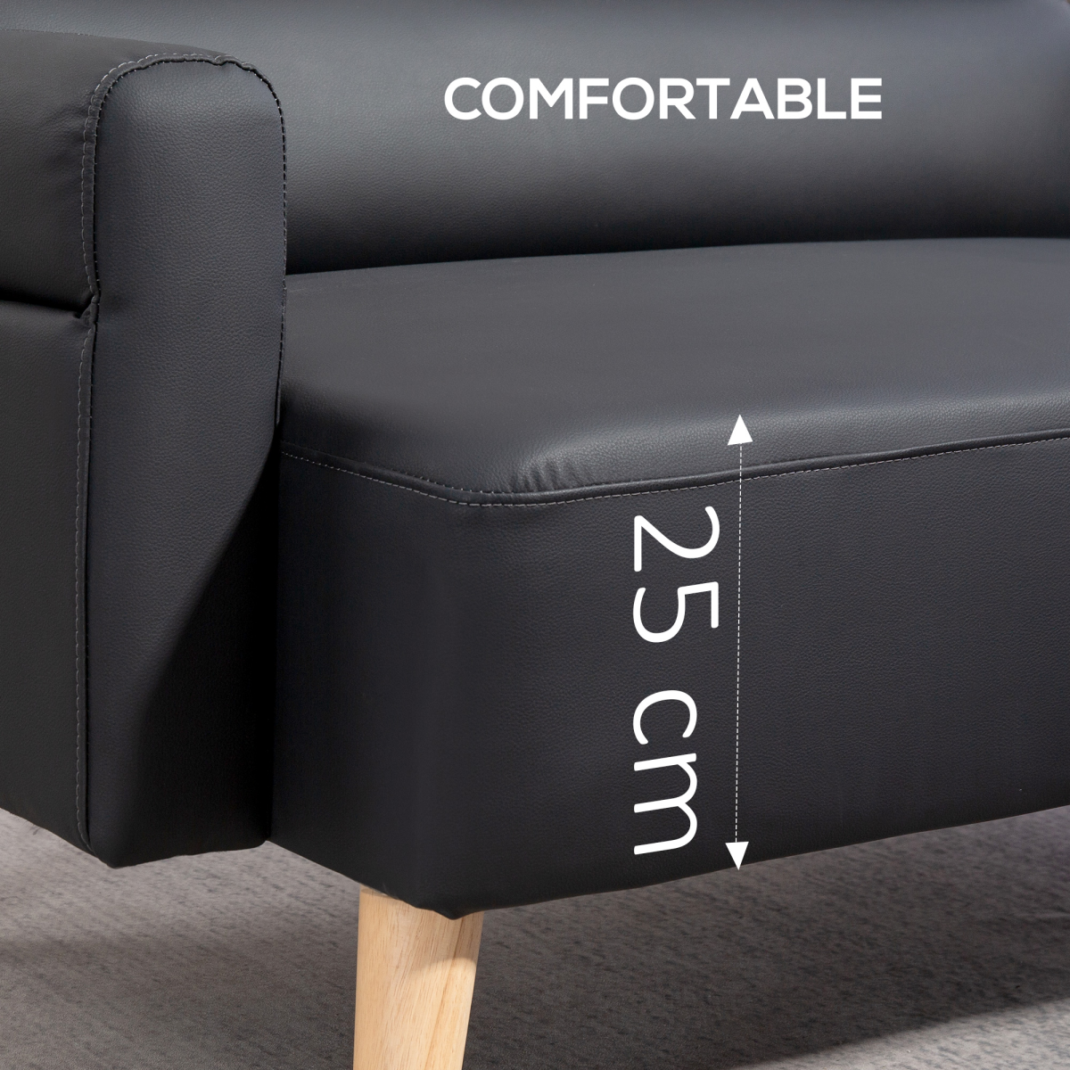 Modern Faux Leather 2-Seater Loveseat - Stylish Compact Comfort