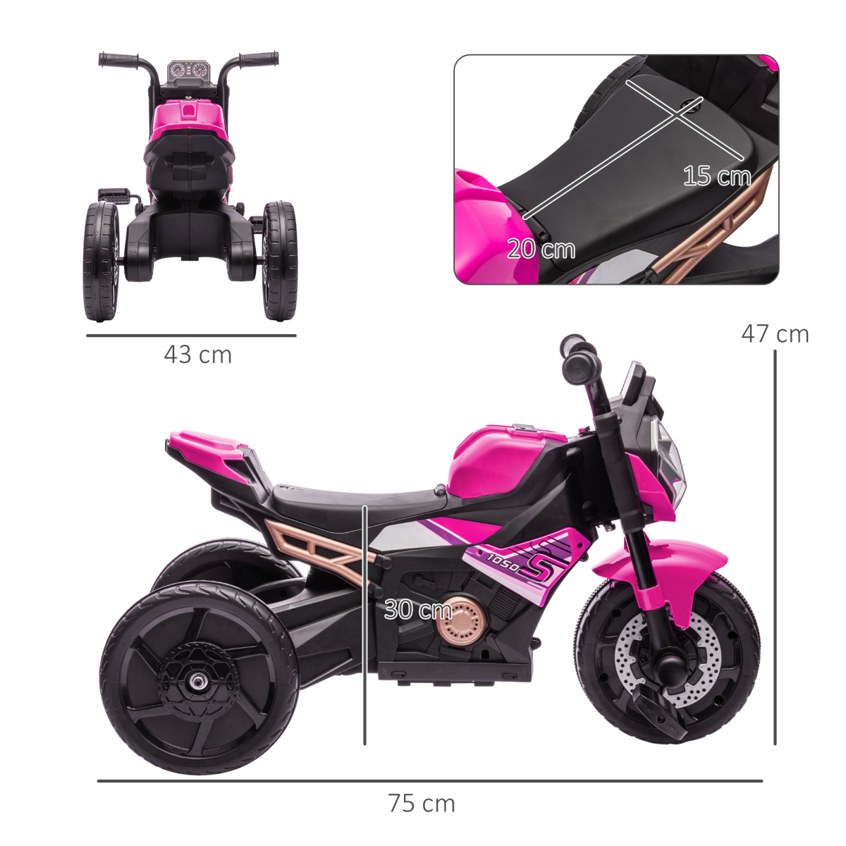 AIYAPLAY 3-in-1 Baby Trike: Tricycle, Sliding Car & Balance Bike - Pink