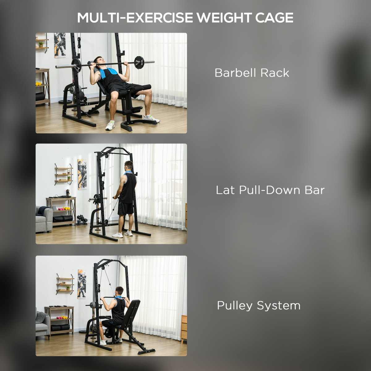 SPORTNOW All-in-One Smith Machine & Power Rack with Pull-Up Bar & Lat System