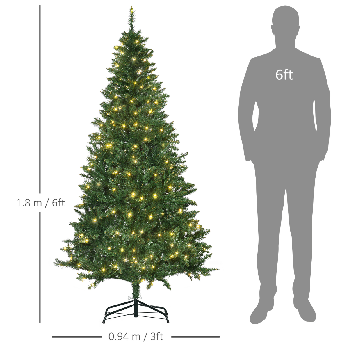 6ft Warm White LED Christmas Tree with 8 Patterns, Green, Controller