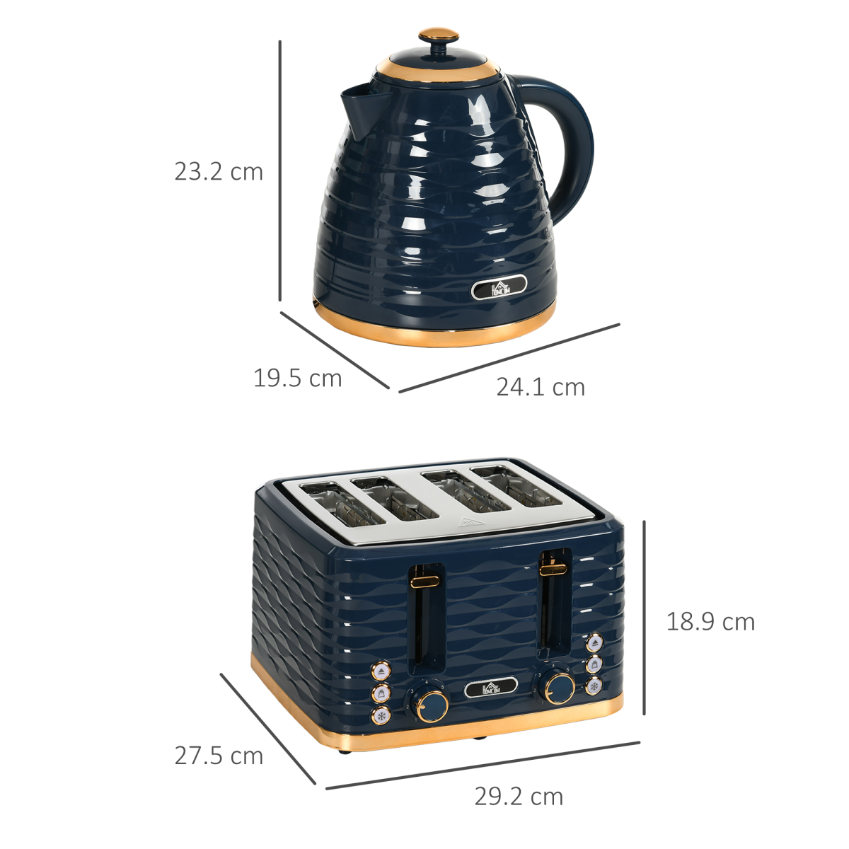 Chic Kettle & Toaster Set: 1.7L Rapid Boil & 4-Slice Marvel in Blue