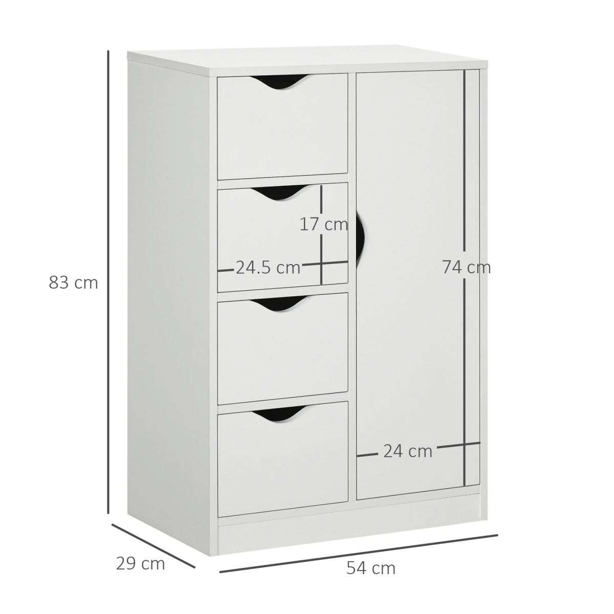 Ultimate Modern White Storage Cabinet: 4 Drawers & 1 Shelf for Clutter-Free Living