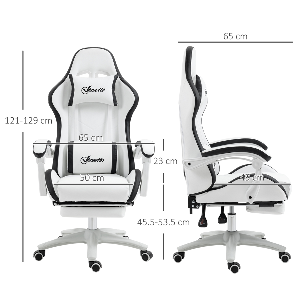 Vinsetto Racing-Style Gaming Chair with Reclining Back & Footrest, Black