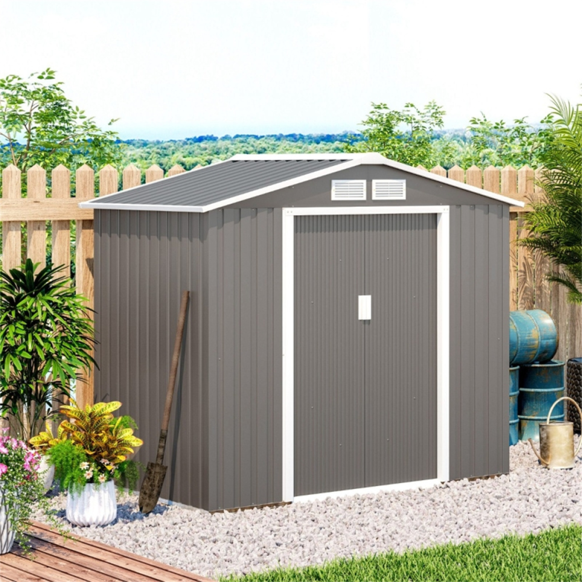 7' x 4' Steel Garden Storage Shed - Durable, Spacious & Weather-Resistant