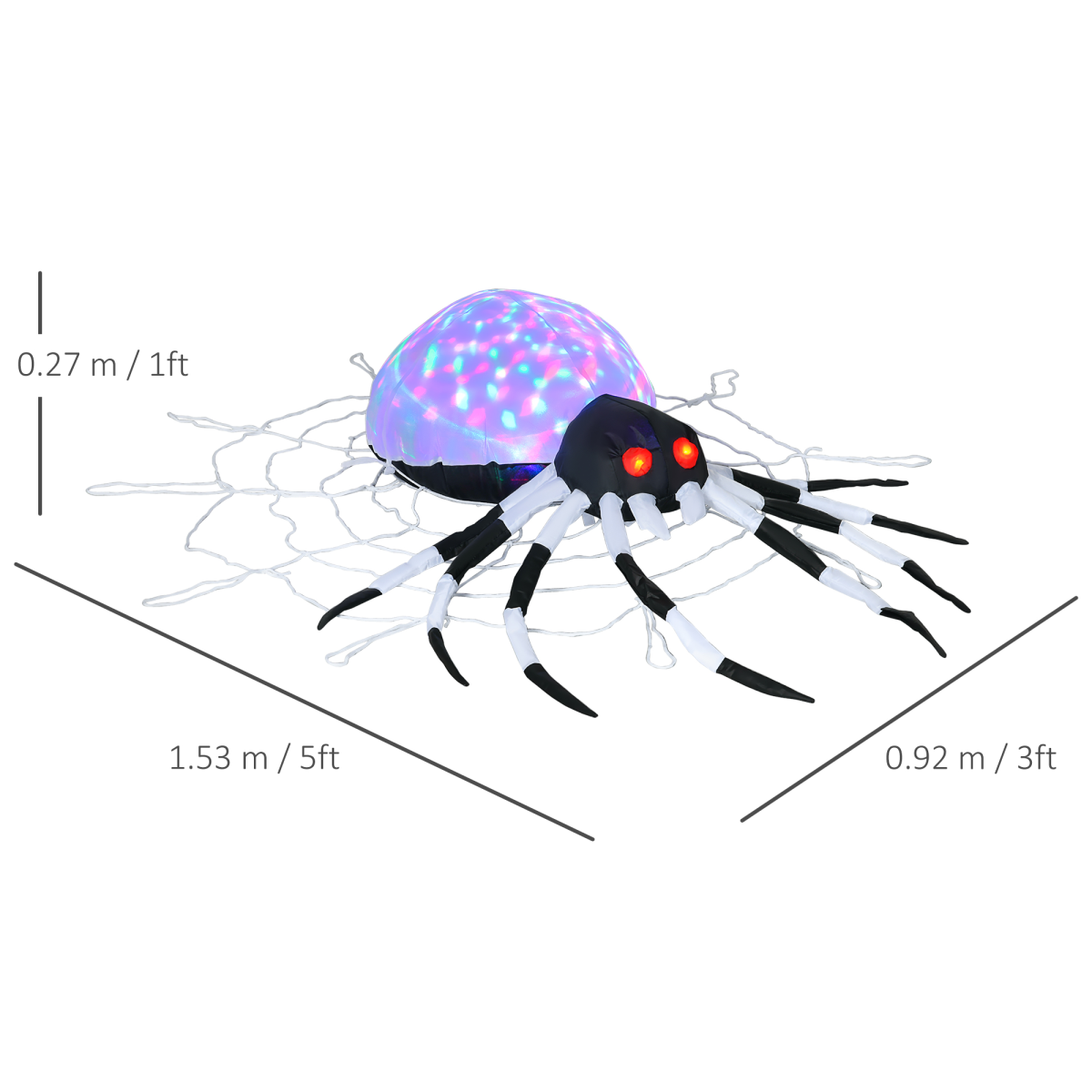 5FT Halloween Inflatable Spider with LED Eyes - Outdoor Garden Display