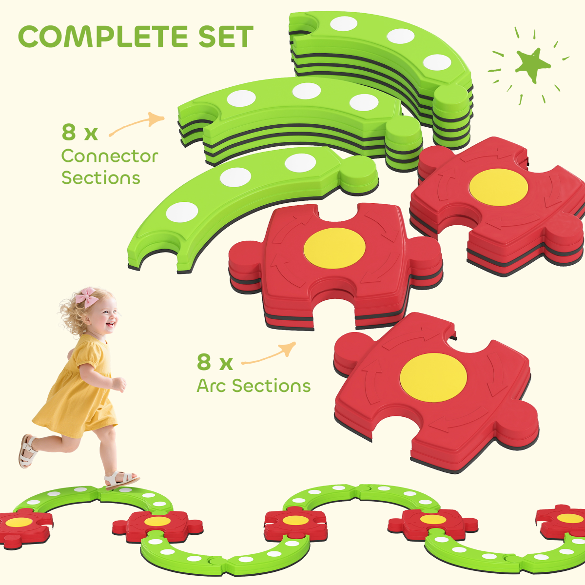 AIYAPLAY Stepping Stones Balance Beam for Kids - Indoor/Outdoor Sensory Toy