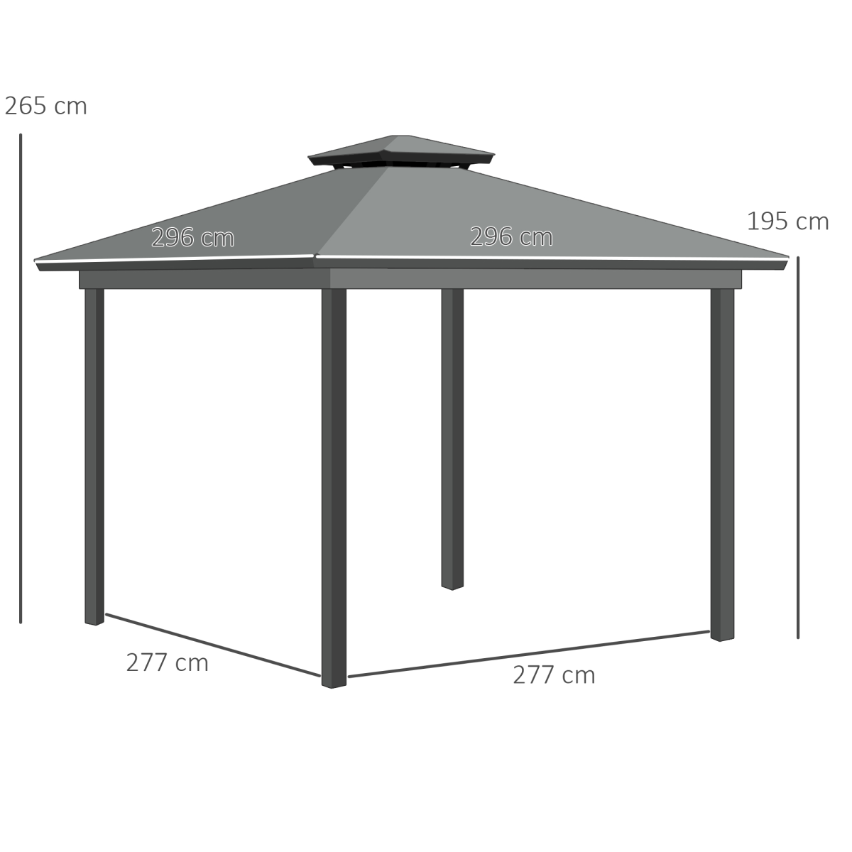 3x3m Patio Gazebo with Mosquito Netting - Light Gray