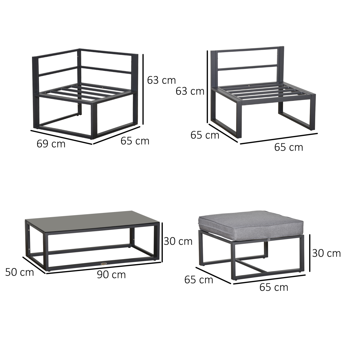 5-Piece Outdoor Patio Set with Cushions & Tempered Glass Table