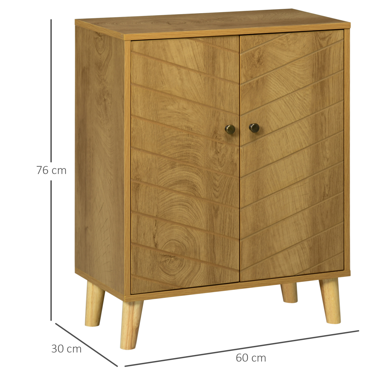 Chevron Door Wooden Storage Cabinet - Stylish Living Room Sideboard