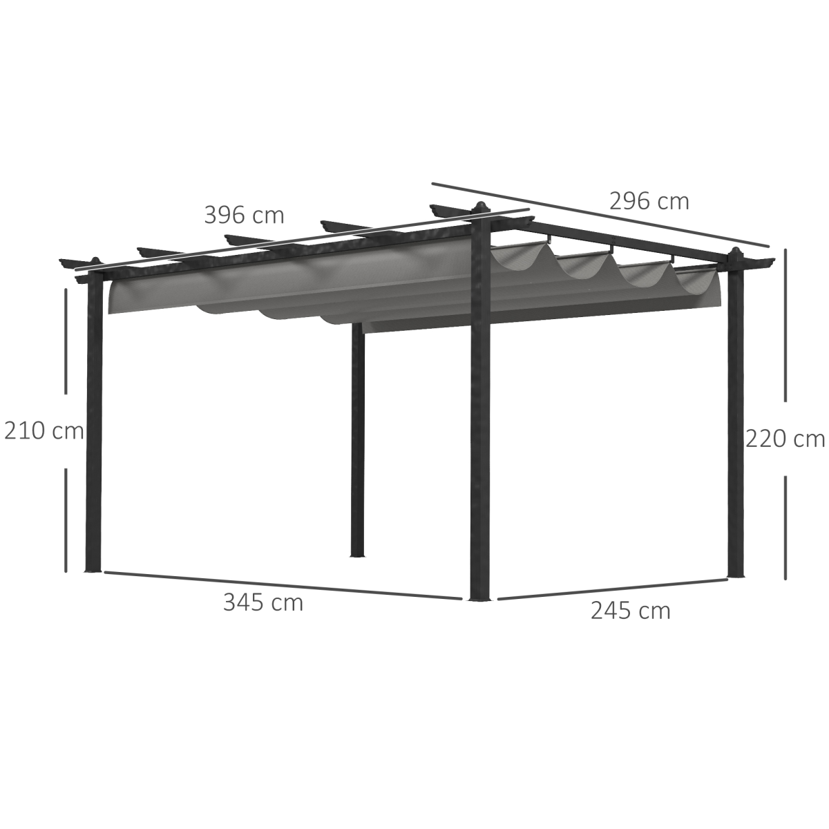 4x3m Aluminium Pergola Gazebo with Retractable Roof