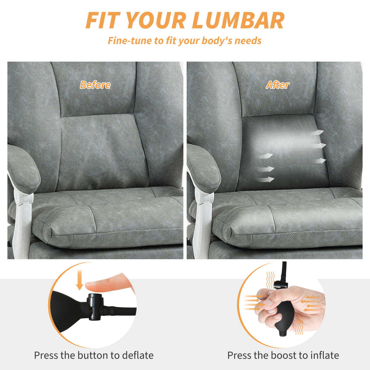 Ergonomic Office Chair with Adjustable Lumbar Support & Reclining Footrest