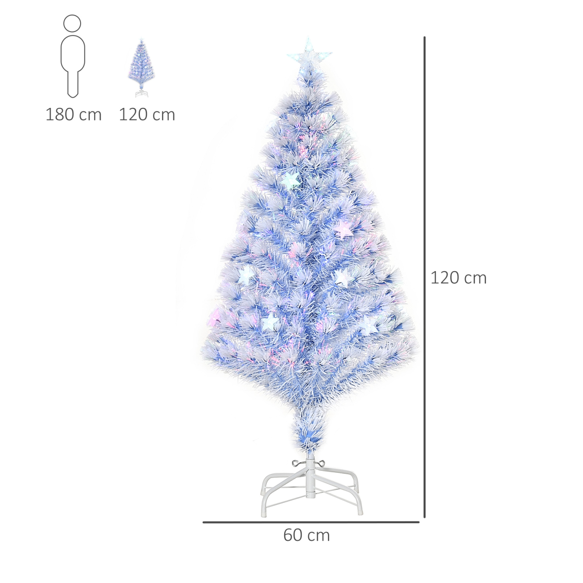 4ft White & Blue 16-LED Artificial Christmas Tree, Easy Storage