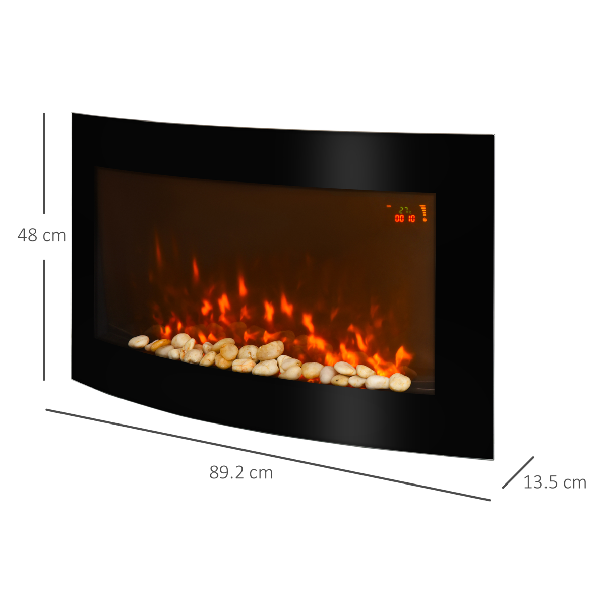 Elegant Wall-Mounted Electric Fireplace with LED Flames & Heater