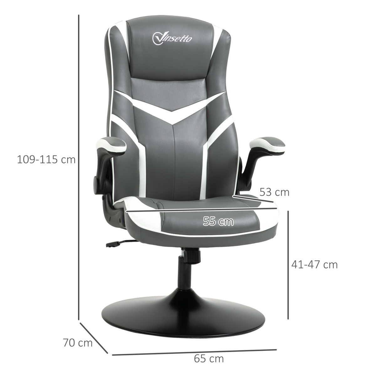 Ergonomic High-Back Gaming Chair with Swivel Base - Grey