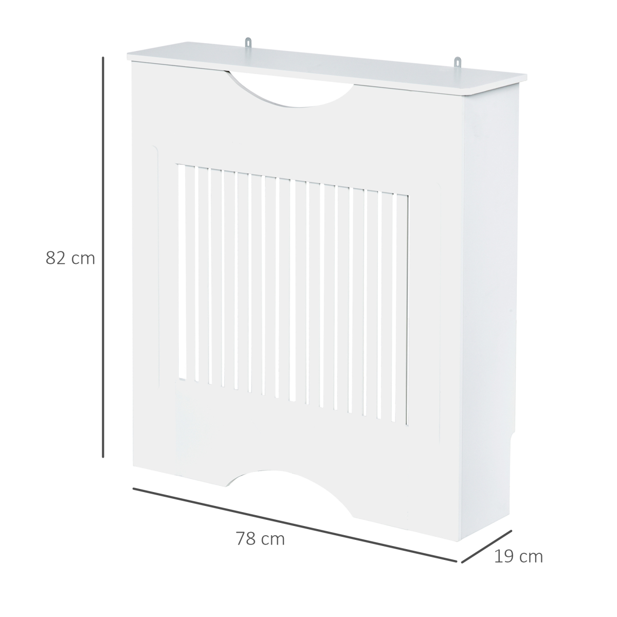 Elegant White Radiator Cover with Slatted Design & Stylish Worktop
