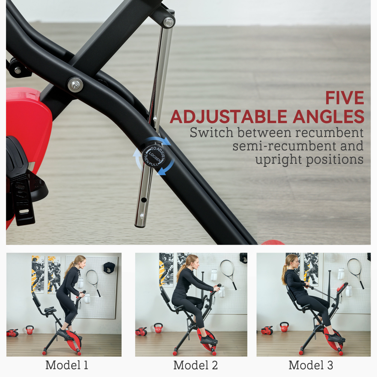 Transform Your Fitness: SPORTNOW Folding Exercise Bike with Arm Bands, Red