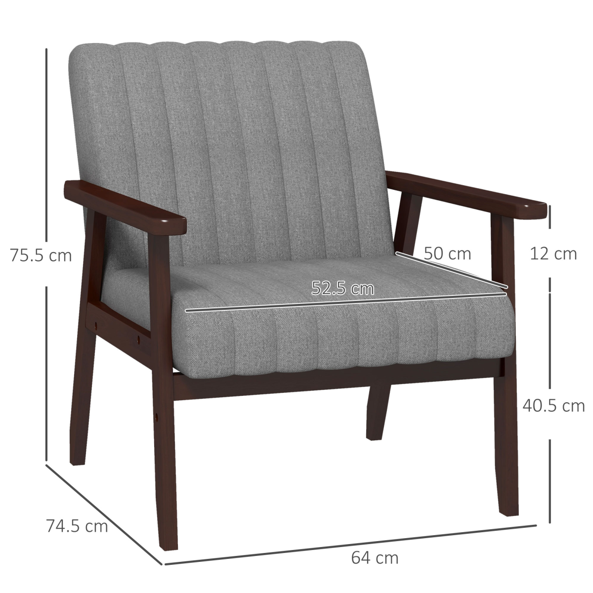 Modern Linen-Feel Upholstered Accent Chair, Grey & Brown