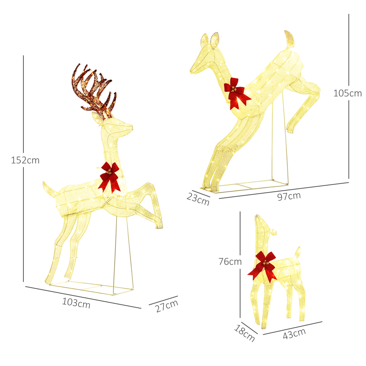 3-Piece 300-LED Christmas Reindeer Family Lighted Decor