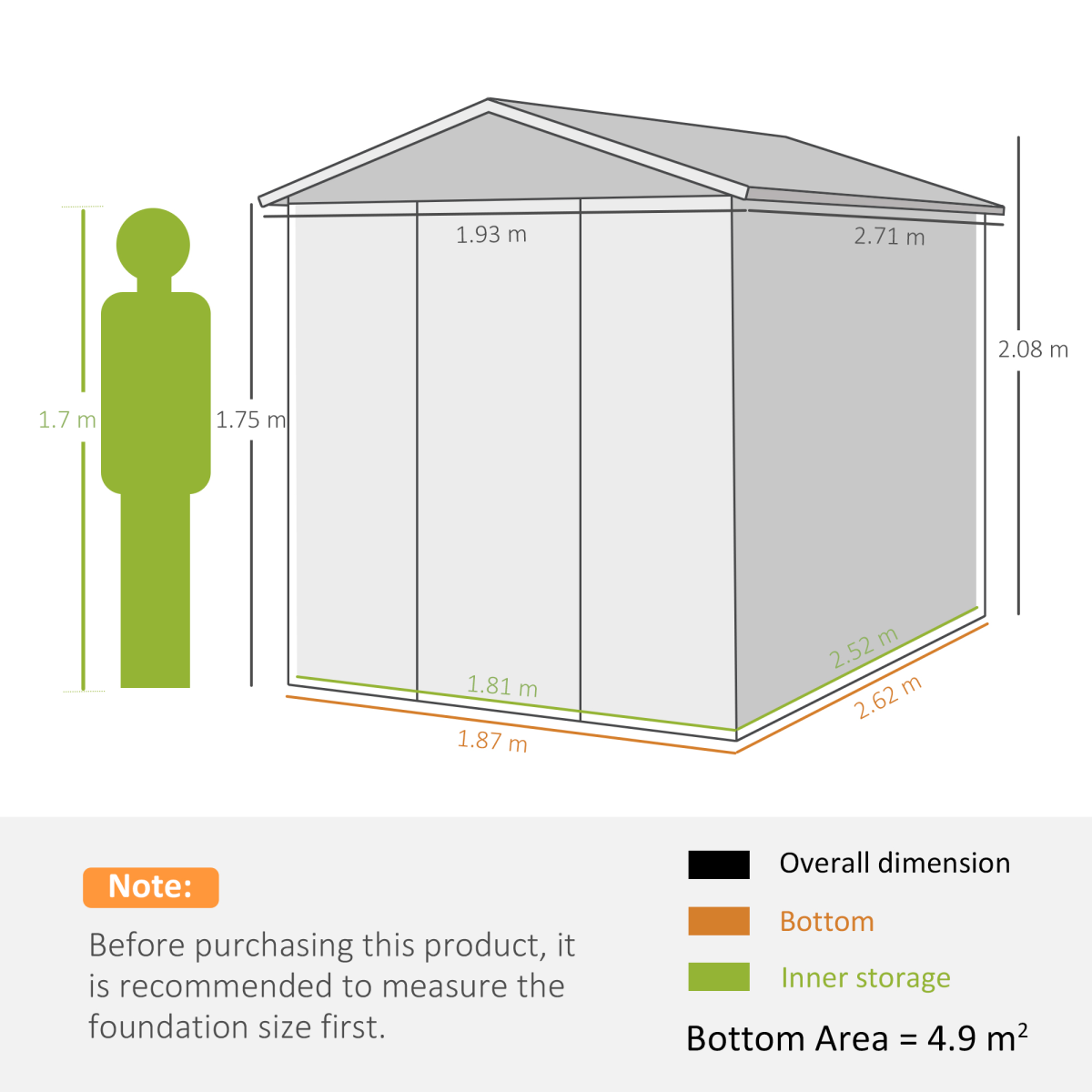 9x6 Galvanized Metal Garden Shed - Lockable Backyard Tool Storage