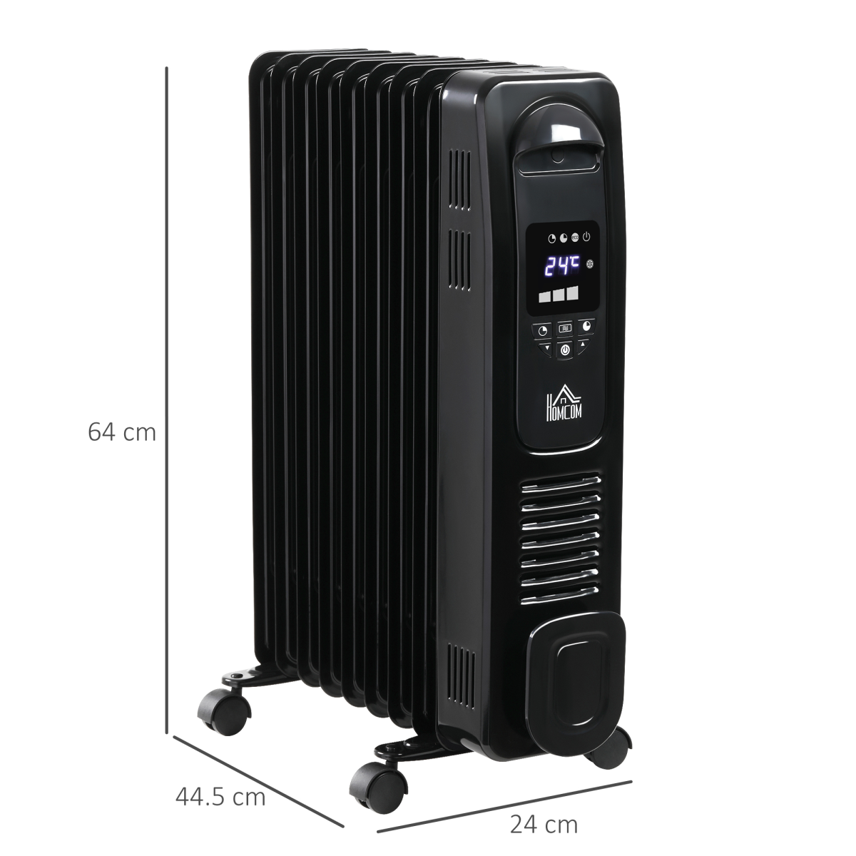 2000W Portable Digital Oil-Filled Radiator Heater with Timer & Remote Control