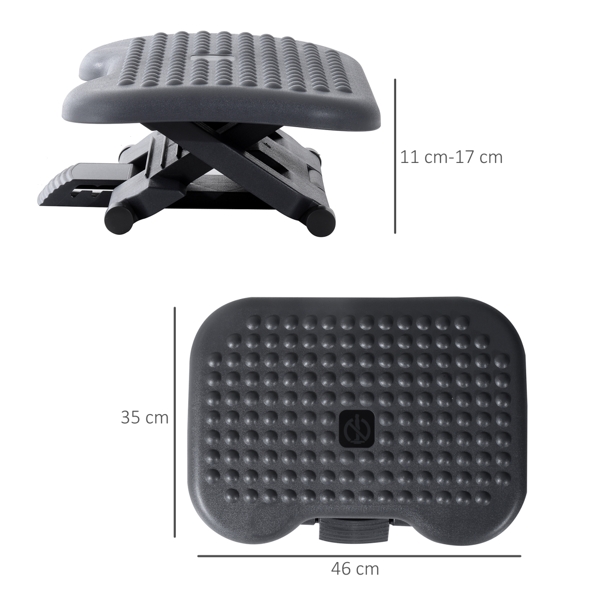 3-Position Tilting Foot Rest with Adjustable Massage for Home & Office - Black