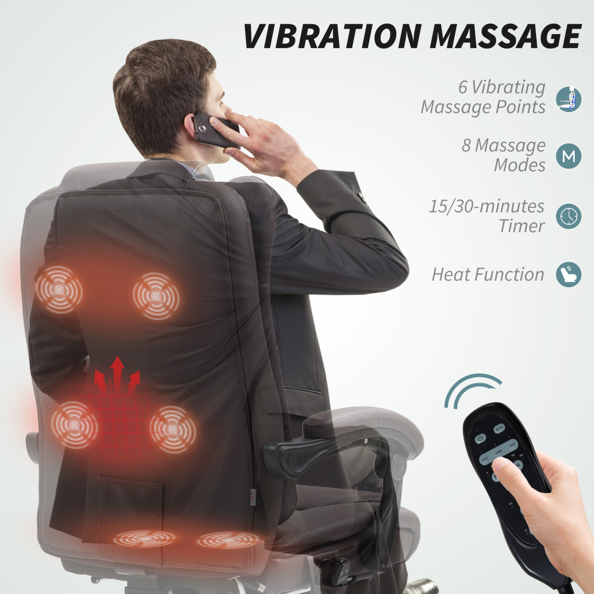 Recline & Revive: Leather Massage Office Chair with Vibrating Heat
