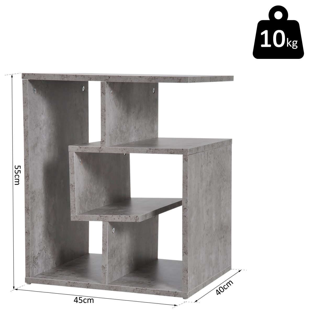 Funky 3-Tier Side Table with Open Shelves for Stylish Storage & Display