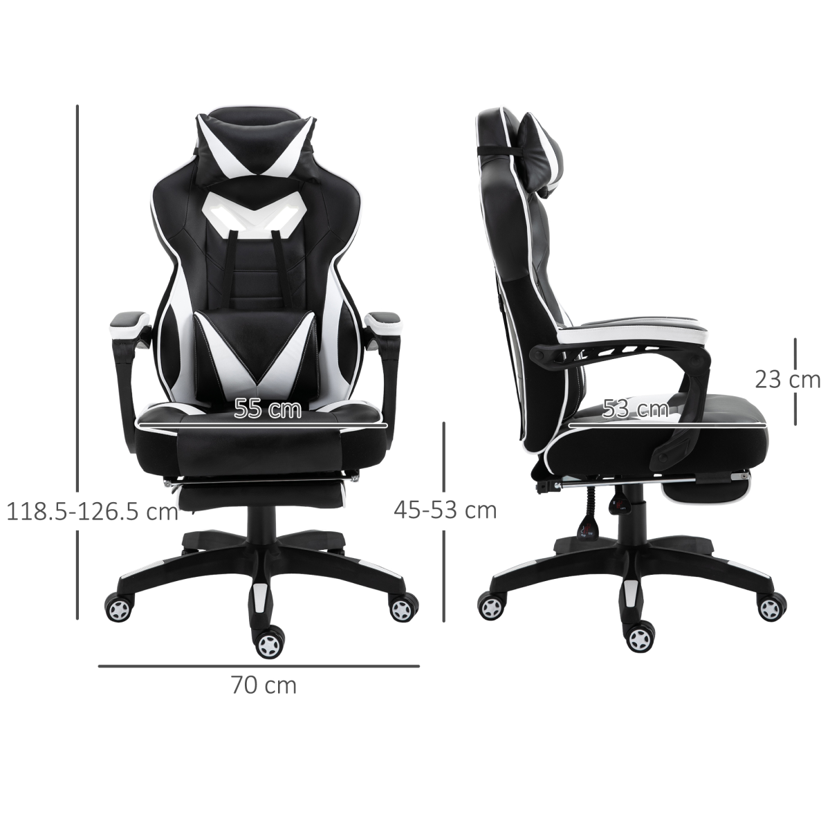 Ergonomic Gaming Chair with Reclining Footrest - Stylish White Office Comfort