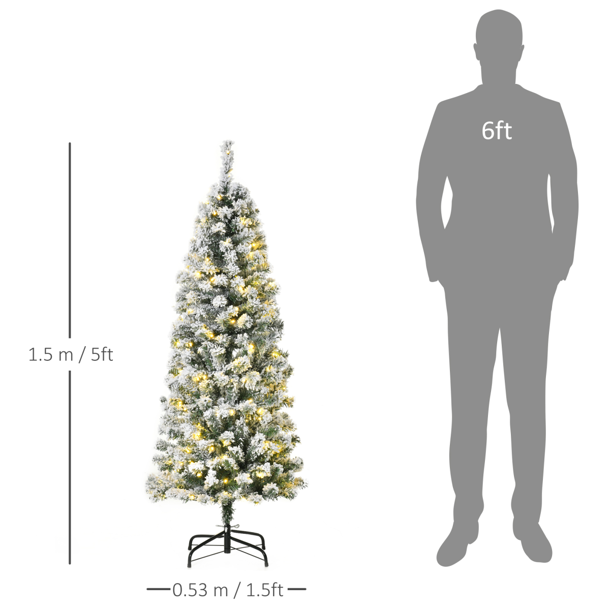 5ft Prelit Snow-Flocked Christmas Tree with Warm LED Lights