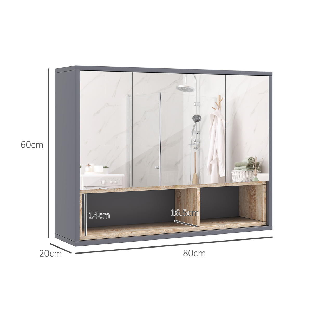 Elegant Wall-Mounted Bathroom Cabinet with Mirror & Smart Storage Solutions