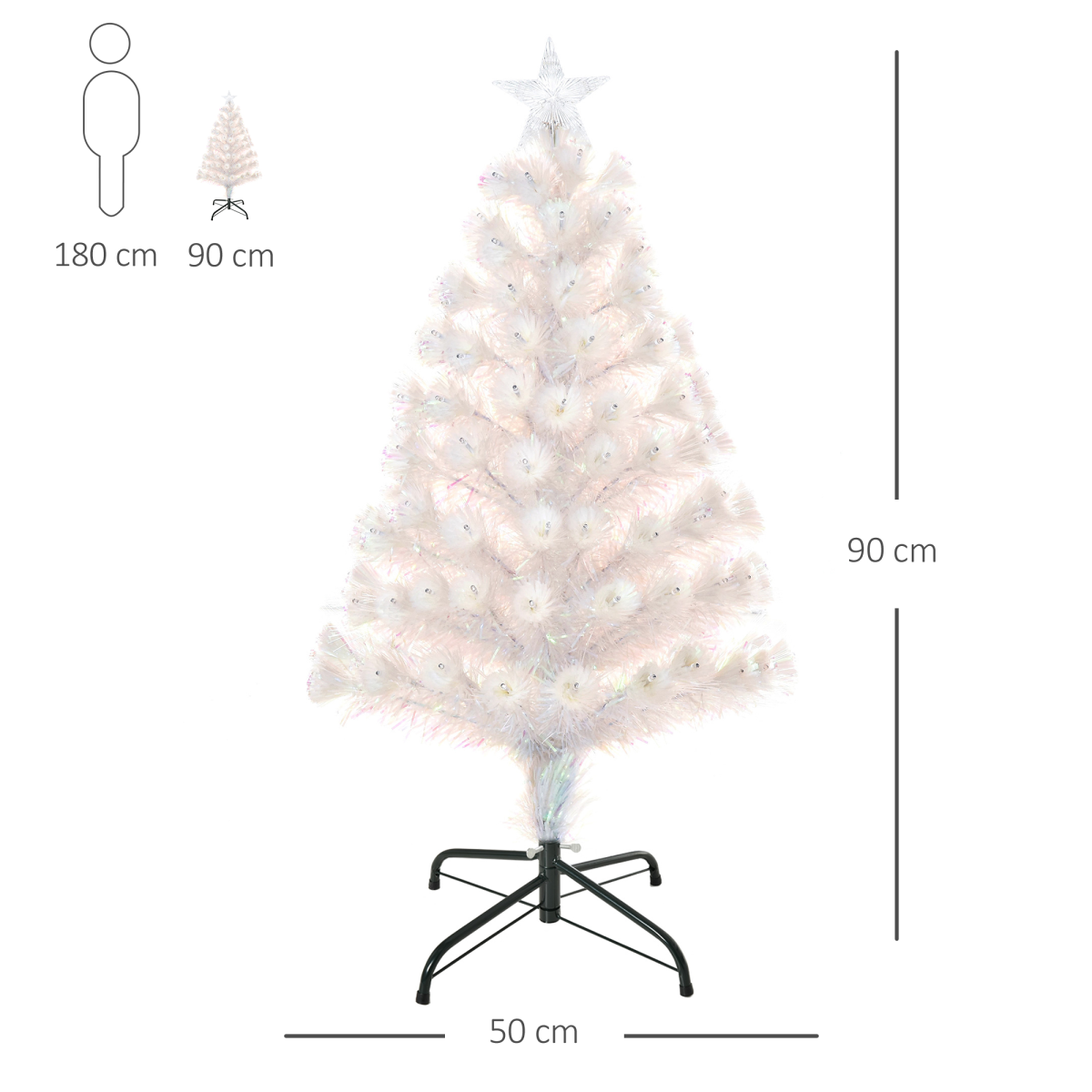 3ft Pre-Lit Artificial Christmas Tree with Fibre Optic LEDs - Xmas White